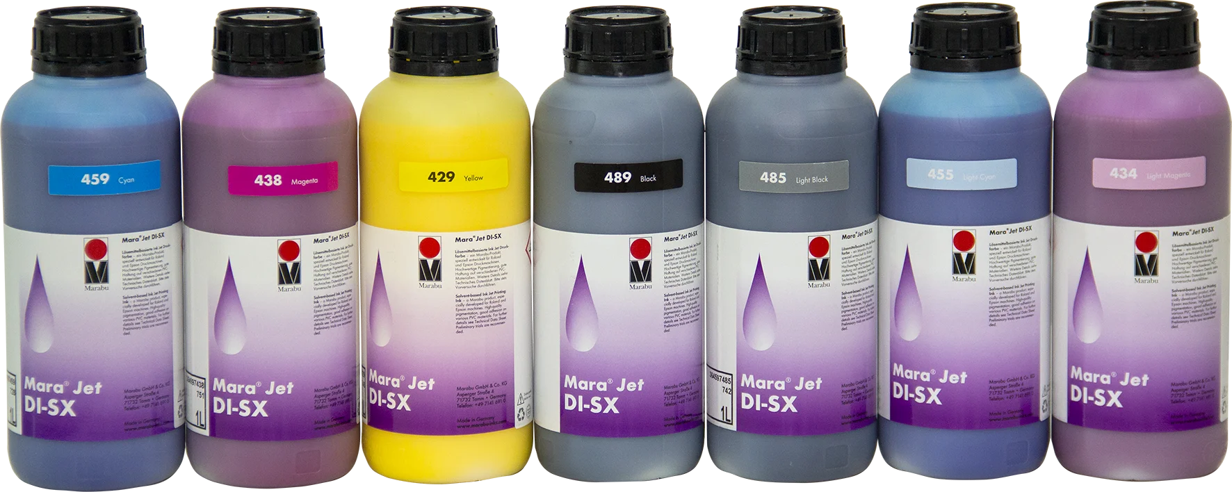 Чорнила Marabu Mara Jet DI-SX: 459 Cyan, 438 Magenta, 429 Yellow, 489 Black